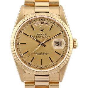Rolex Day-Date 36 18238 Champagne Baton Dial