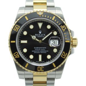 rolex submariner date steel and gold black dial