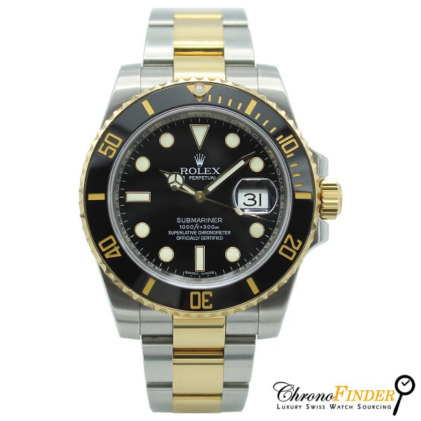 rolex submariner date steel and gold black dial