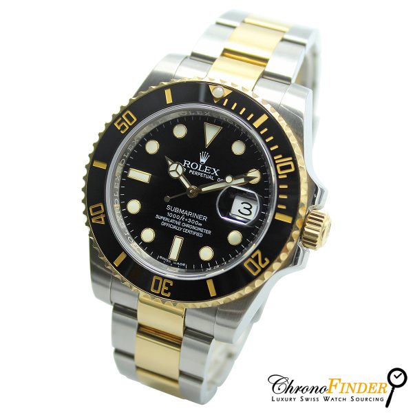 rolex submariner date steel and gold black dial