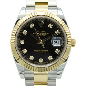 Rolex Datejust 41 126333 Black Diamond Dial close up