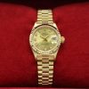 Rolex Lady Datejust 26mm 69178 Champagne Diamond Dial Presidential Bracelet front view in box