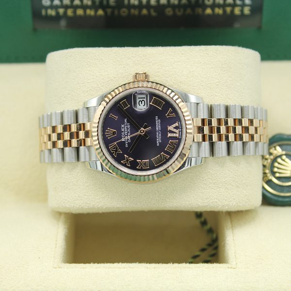 ROLEX-DATEJUST-31-278271-PURPLE-ROMAN-NUMERAL-DIAMOND-6-JUBILEE-STEEL-ROSE-WATCH-10