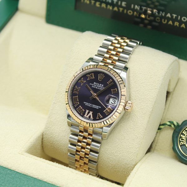 ROLEX-DATEJUST-31-278271-PURPLE-ROMAN-NUMERAL-DIAMOND-6-JUBILEE-STEEL-ROSE-WATCH-6