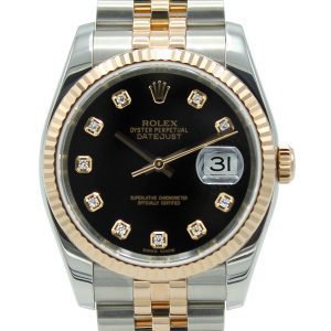 Rolex Datejust 36 116231 Black Diamond Dial with jubilee bracelet close up