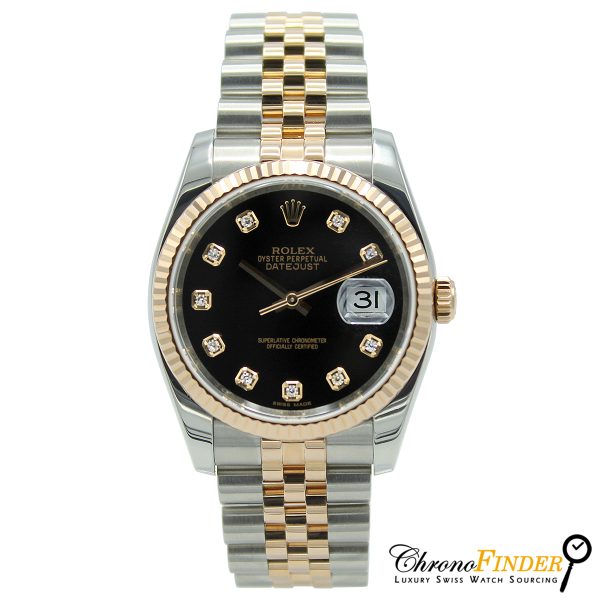 Rolex Datejust 36 116231 Black Diamond Dial with jubilee bracelet front view