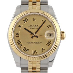 Rolex Datejust 31 178273 Midi Champagne Roman Numeral Dial Close Up
