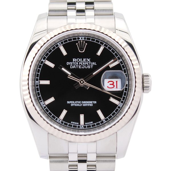 rolex datejust 36 116234 black baton dial
