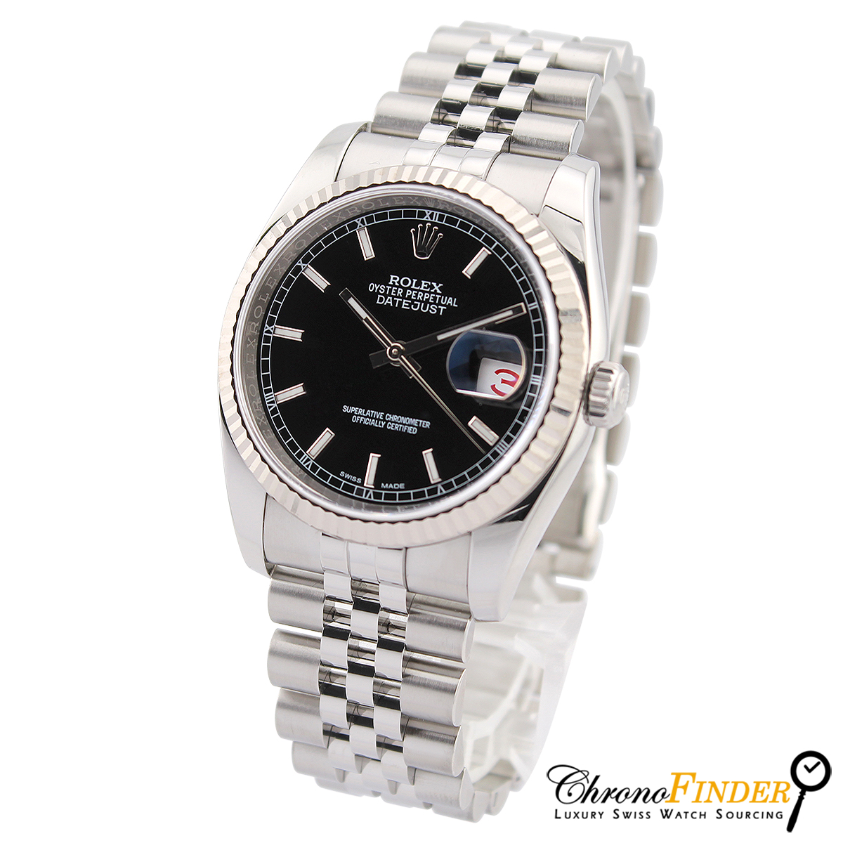 Datejust 36 116234 (Black Baton Dial) Jubilee Bracelet
