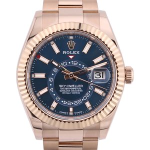 rose gold skydwller blue dial