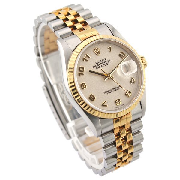 side view of bi-metal rolex datejust